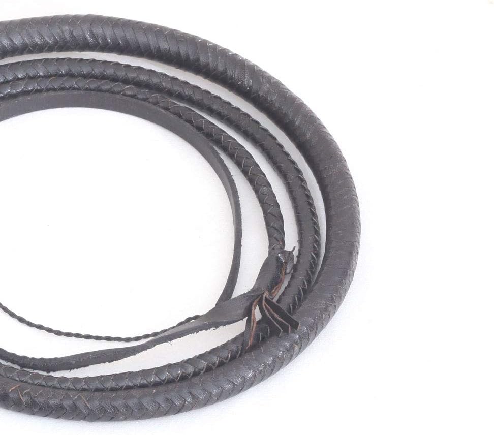 Hand Crafted Kangaroo Hide Snake Whip 4 Foot 12 Plait with Complete Leather Flexible Belly & Bolster Black - Image 2