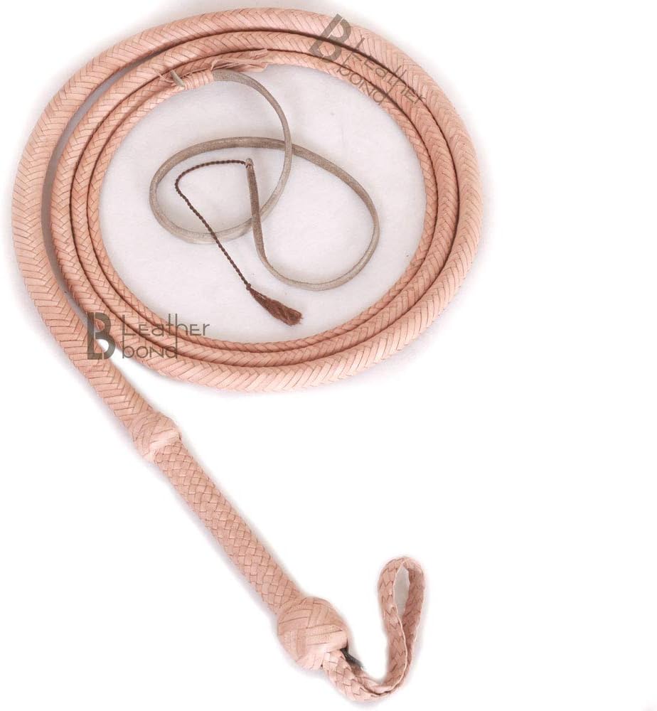 Bull Whip 06 to 20 Foot 12 Strands Natural Tan Kangaroo Leather Equestrian Bullwhip Leather Flexible Belly & Bolster Inside Overlay - Image 7