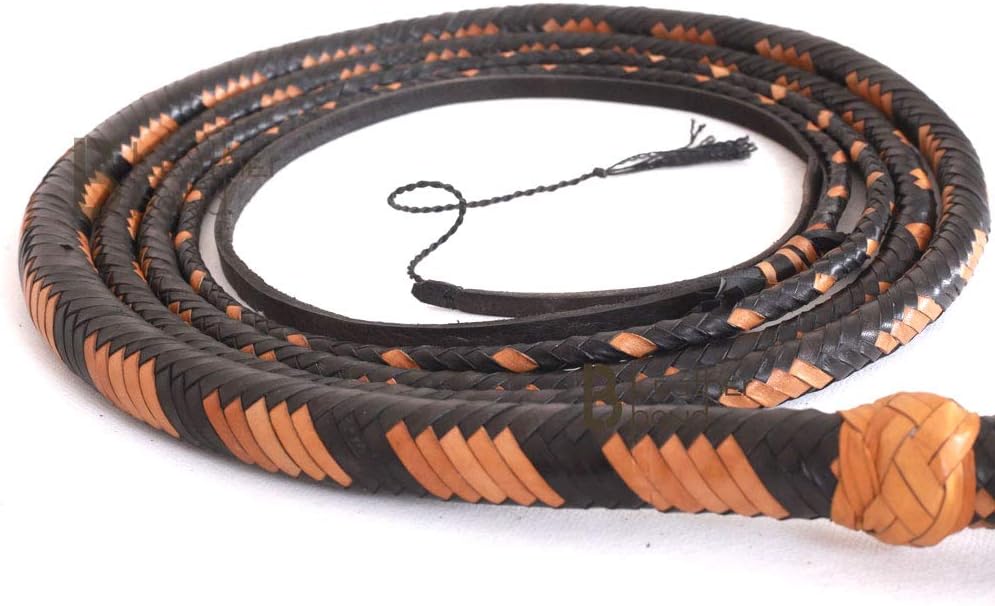 Bull Whip Plaits Kangaroo Hide Leather Equestrian Bullwhip for Sound Practice, Horse Handling & Costume Use - Image 2