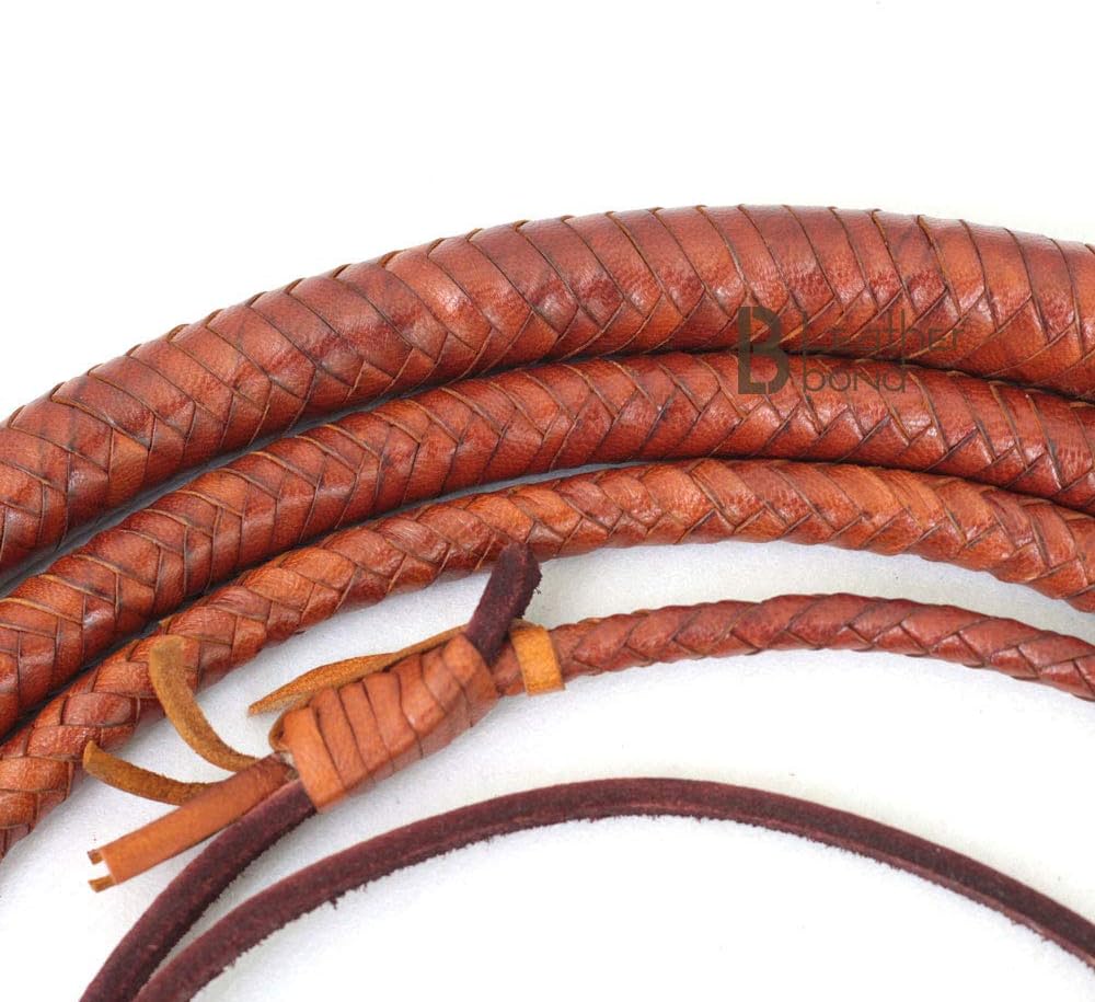 LB'S WHIP Real & Genuine Cowhide Leather Bullwhip 06 to 16 Feet 12 Strands Equestrian Bullwhip Indy Style Leather Plaited Flexible Bellies - Image 6