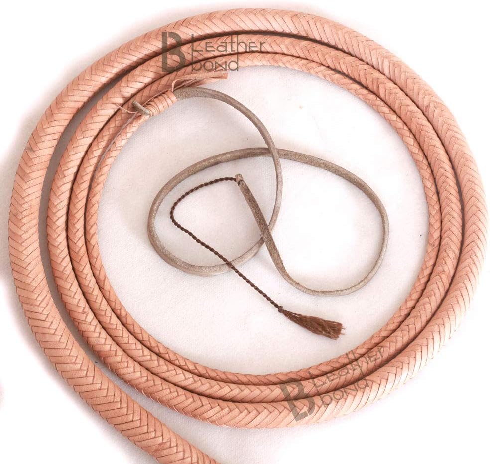 Bull Whip 06 to 20 Foot 12 Strands Natural Tan Kangaroo Leather Equestrian Bullwhip Leather Flexible Belly & Bolster Inside Overlay - Image 5
