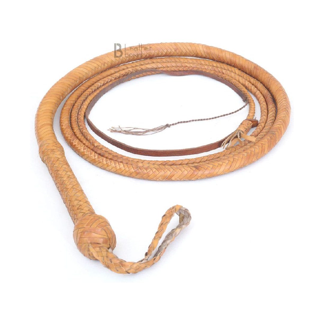 Bull Whip Kangaroo Hide Leather Equestrian Bullwhip for Sound Practice, Horse Handling & Costume Use